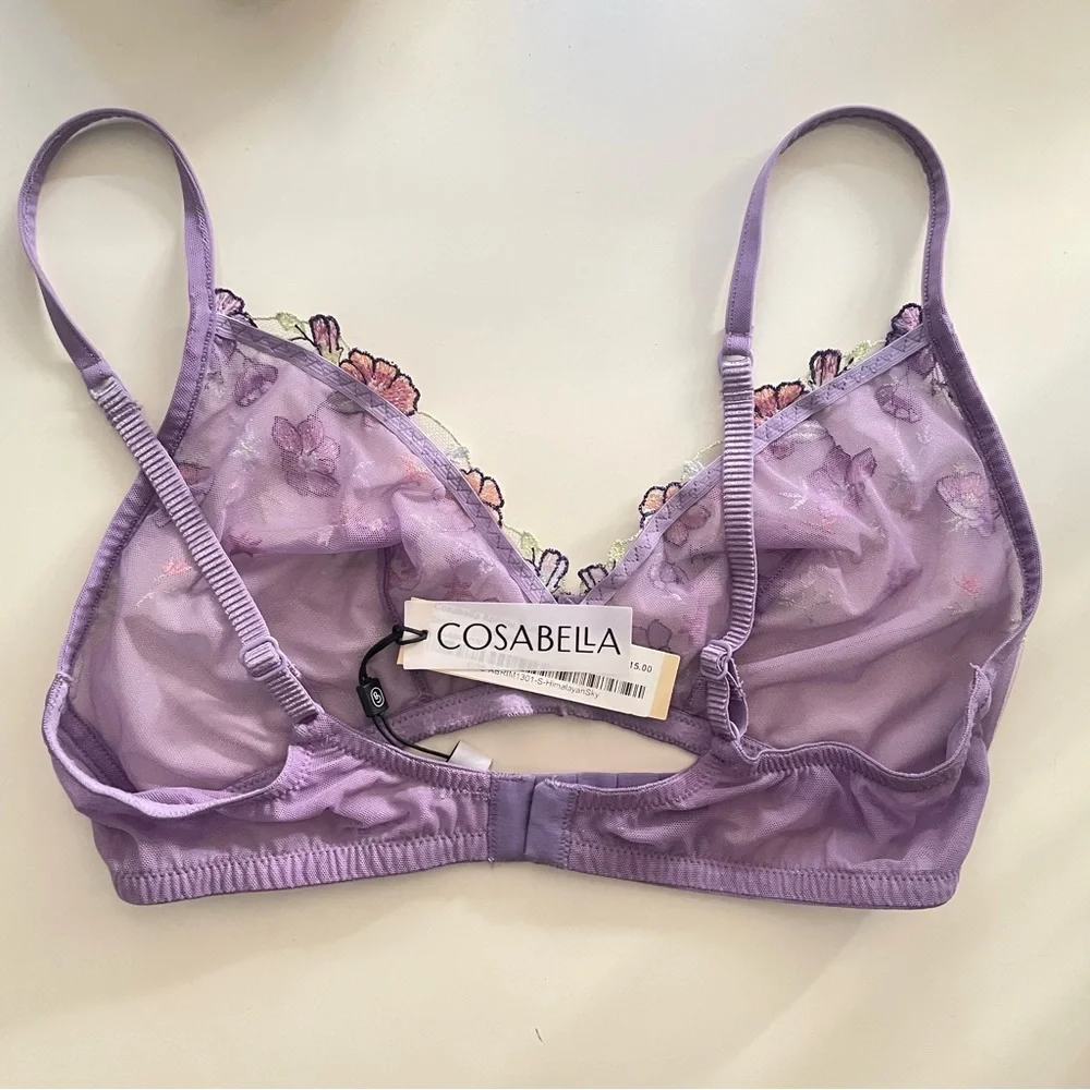 NWT Cosabella Abri bralette in Himalayan Sky Purple Lace Small